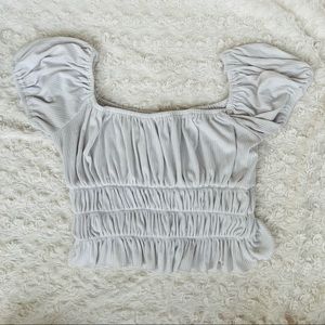 white puff sleeve crop top